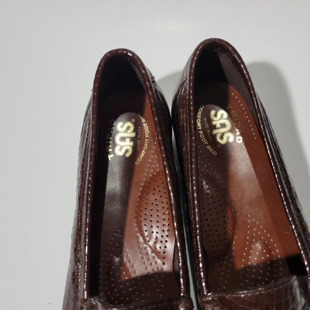 Sas Womens Slip On Embossed Loafers Brown 8.5 Small - Picture 7 of 11